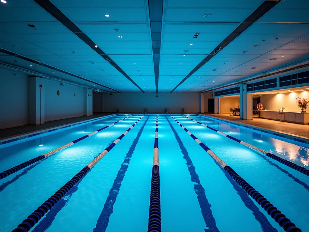 Abstract lane lines suggesting clear vertical rhythm in the pool